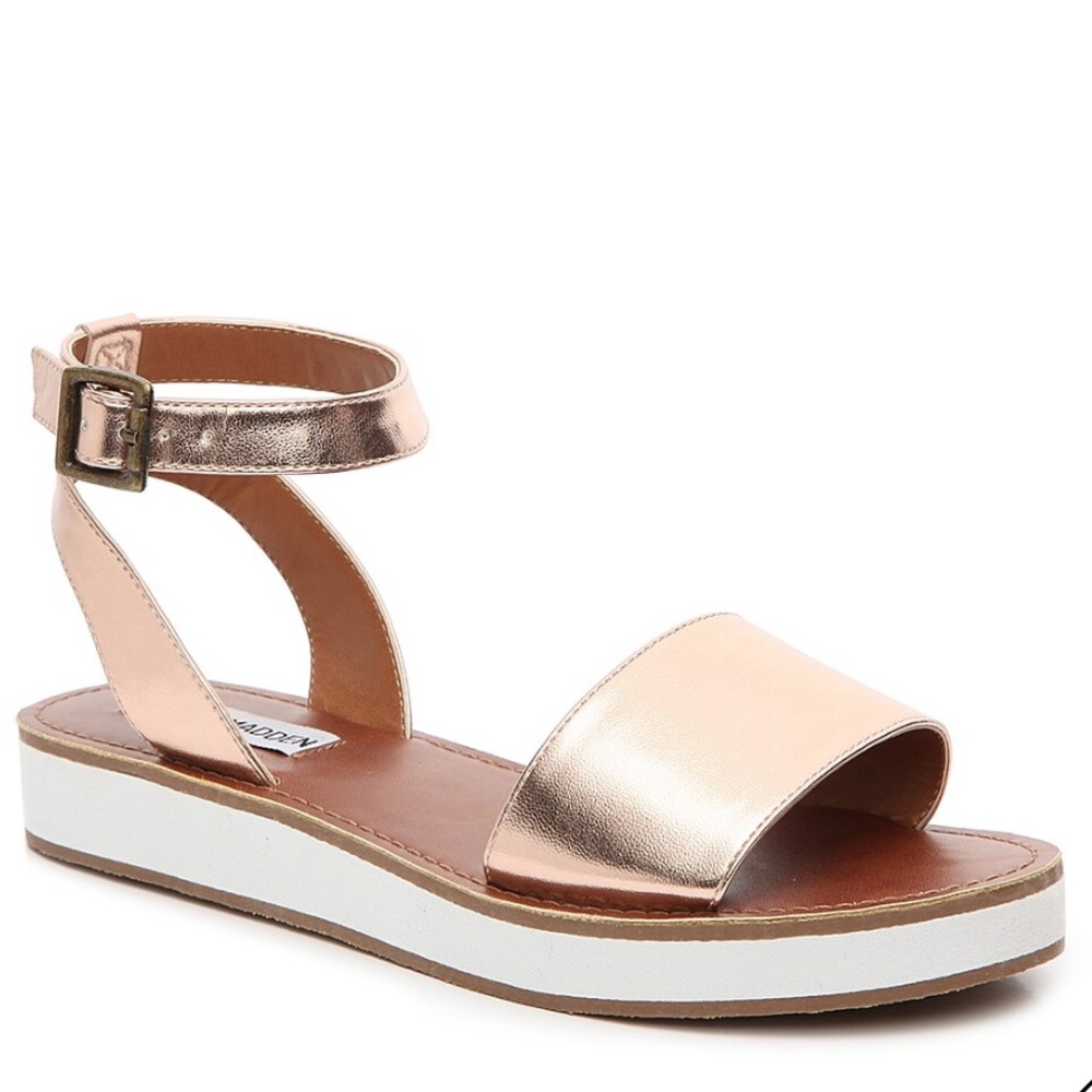 Steve Madden Miley Wedge Sandal in Rose Gold | 7.5